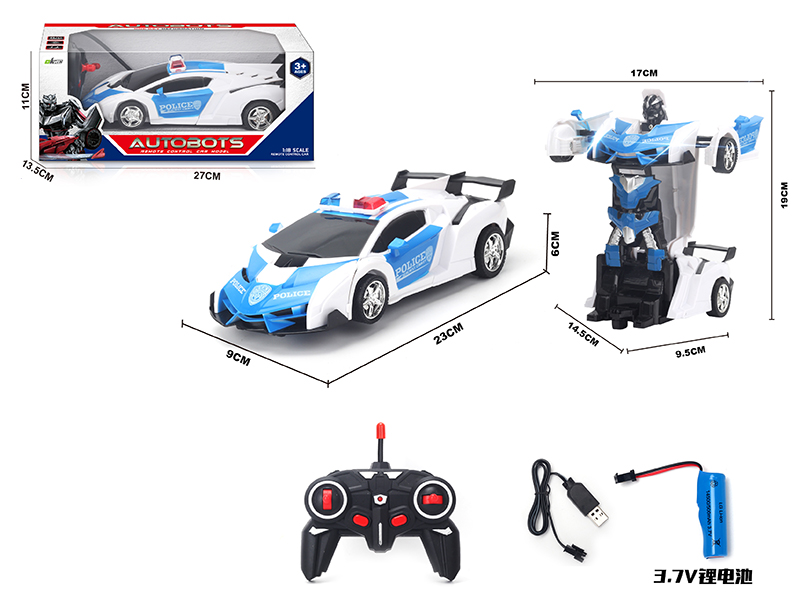 1:18 6CH Remote Control Lamborghini Police Car Deformation Robot