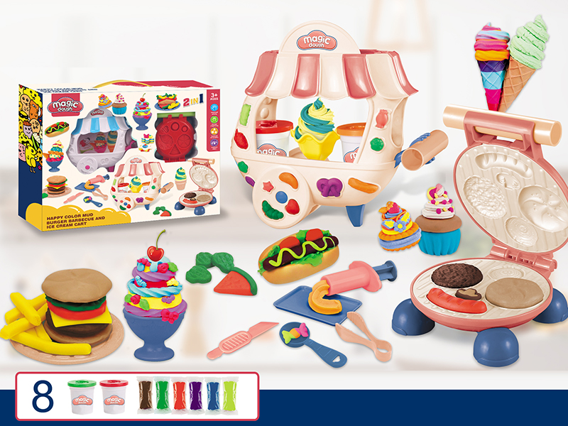 Ice Cream Car + Hamburger Machine Colored Mud Set