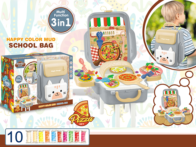 Pizza Themed Schoolbag Colored Mud