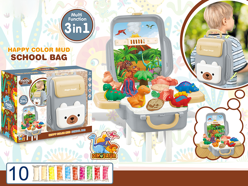 Dinosaur Theme Schoolbag Colored Mud