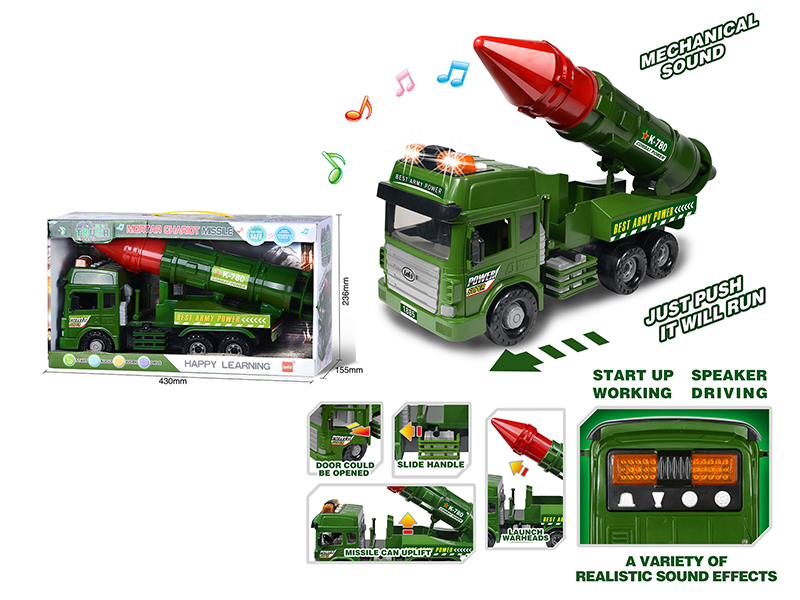 Friction Missile Truck With Light ,Sund