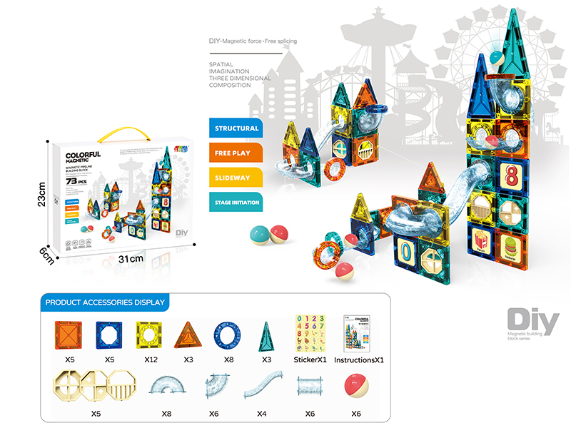 Magnetic Pipe Building Blocks 73PCS