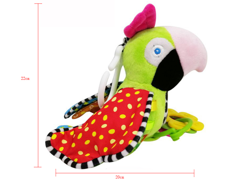 Plush Green Bird Baby Teether Bedside Bell