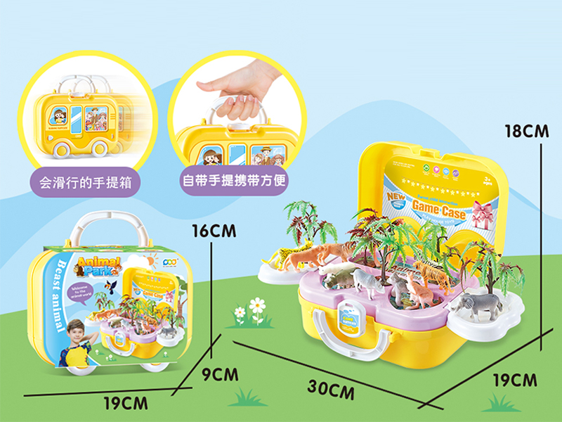 Portable Car With Animal World Toys