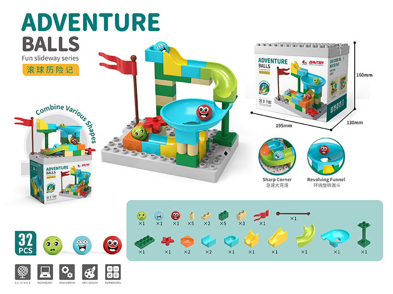 Rolling Balls Fun Slideway Series Building Blocks 32pcs