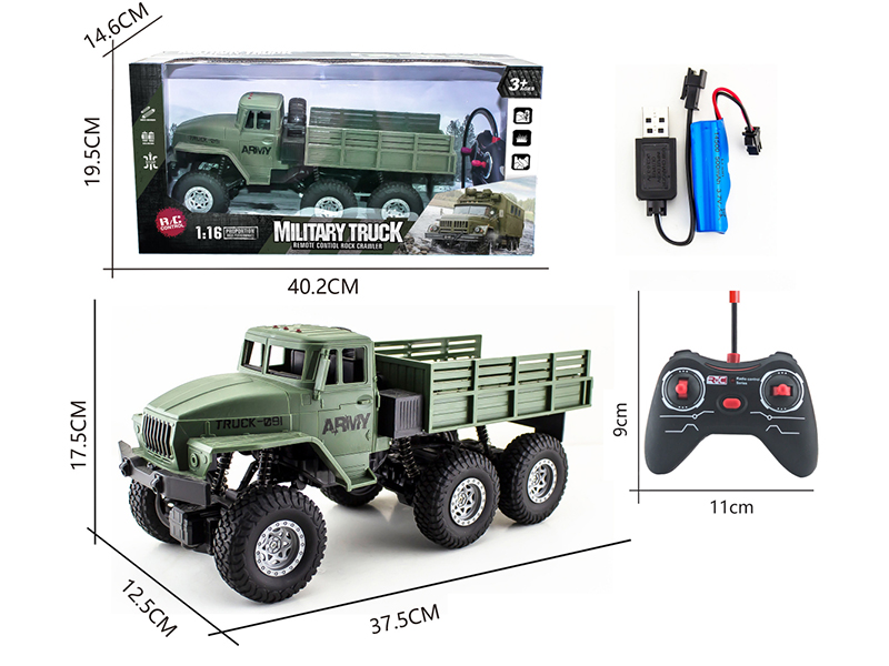 1:16 4-Channel 27Mhz Remote Control Six-Wheel 4WD Military Truck With Light