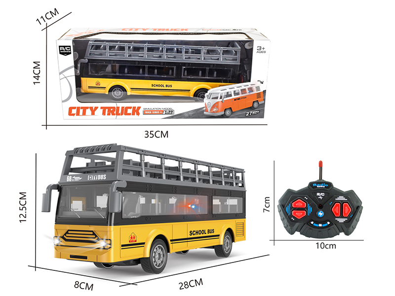 1:30 4-Channel 27Mhz Remote Control Double-Decker School Bus With Light