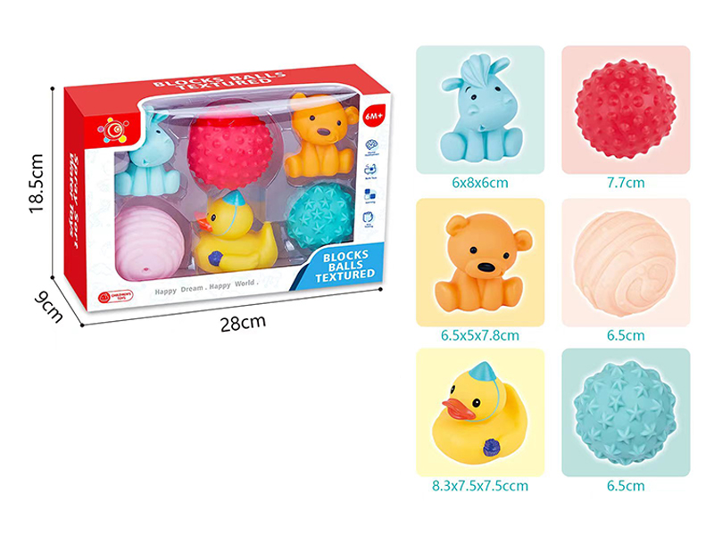 6PCS Soft Rubber Animal Kneading Ball Toy