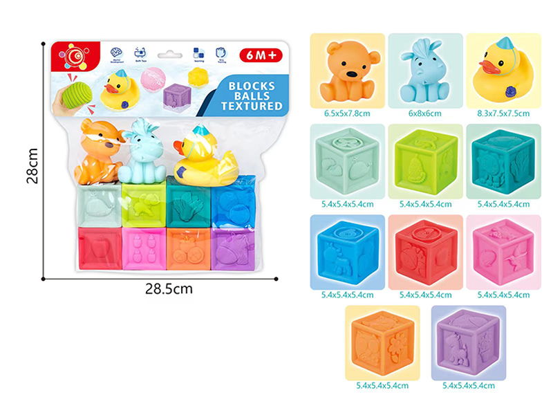 11PCS Soft Rubber Building Block Animal Toy-3 Animals