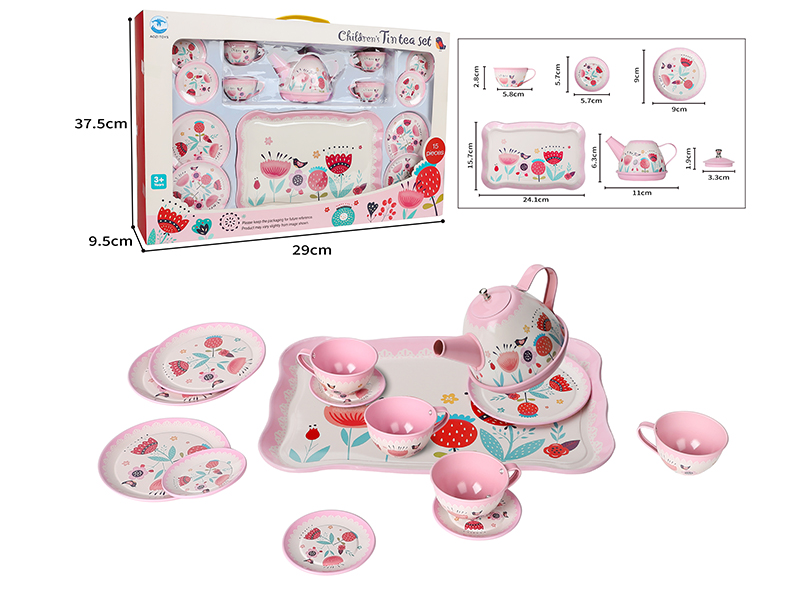 Pink Flower Pattern Tea Set 15pcs
