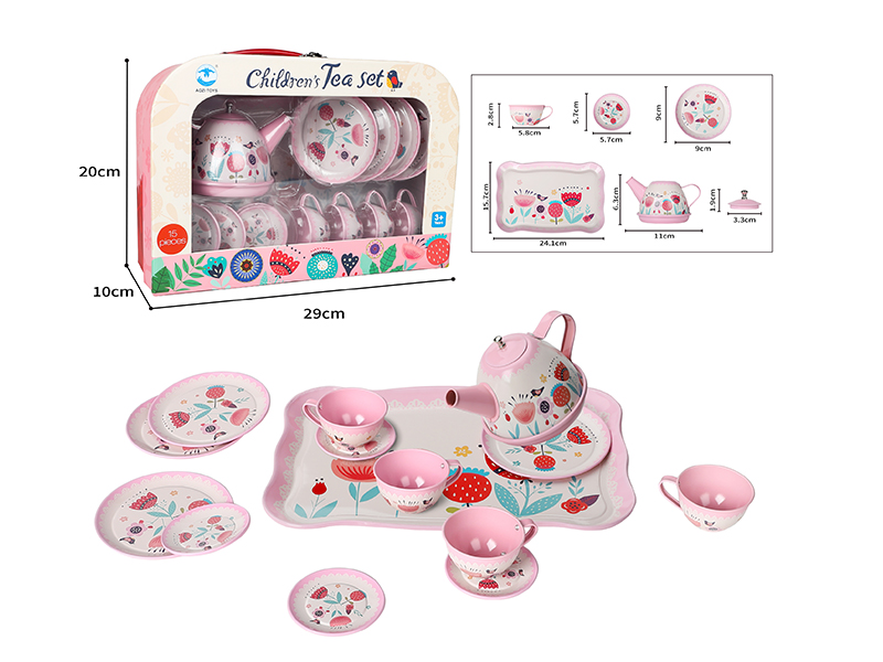 Pink Flower Pattern Tea Set 15pcs