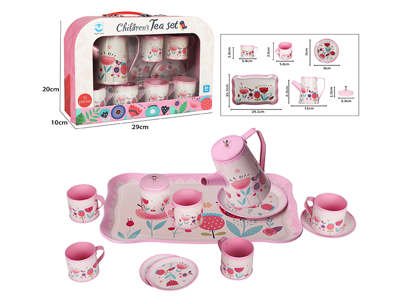 Tall Pot Pink Fower Pattern Coffee Set 14pcs