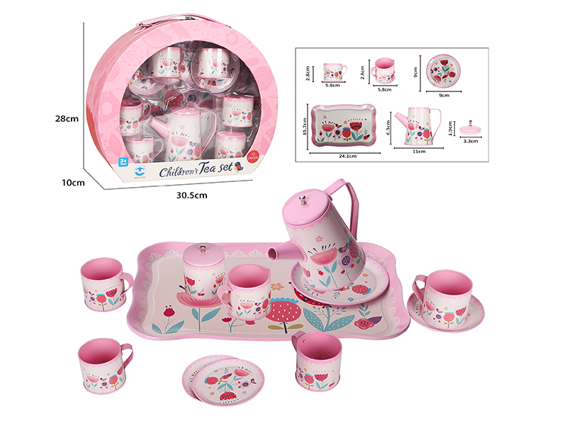 Tall Pot Pink Fower Pattern Coffee Set 14pcs