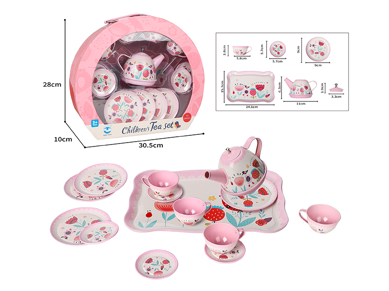 Pink Flower Pattern Tea Set 15pcs