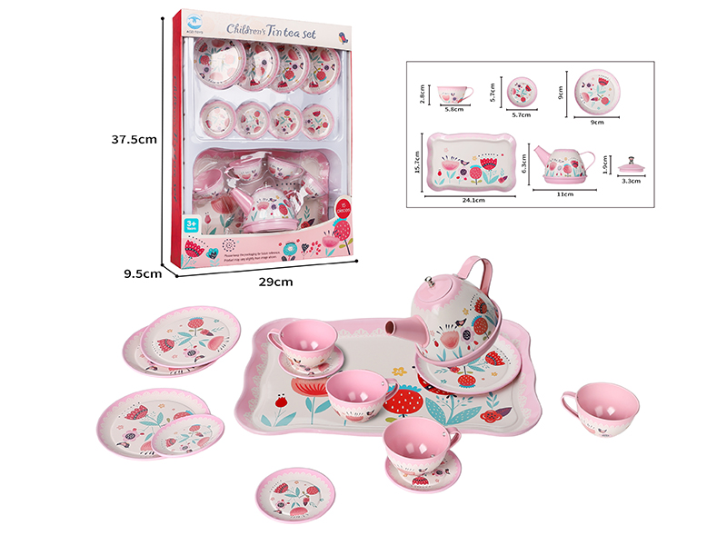 Pink Flower Pattern Children's Tea Set 15pcs