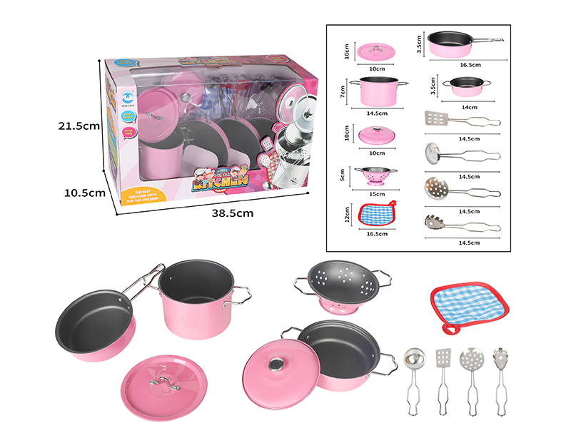 Pink Stainless Steel Tableware(2 Stainless Steel Covers)11pcs