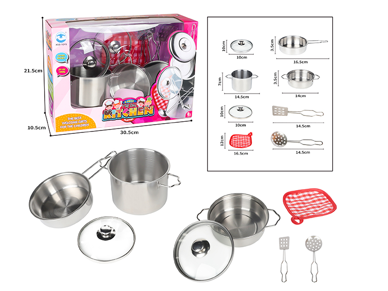 Stainless Steel Tableware(2 Glass Pot Covers)8pcs