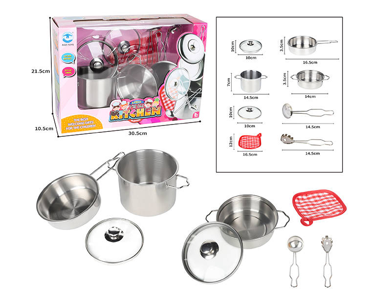 Stainless Steel Tableware(2 Glass Pot Covers)8pcs