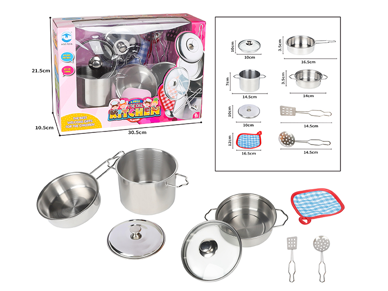 Stainless Steel Tableware(1 Glass Cover ,1 Stainless Steel Cover)8pcs