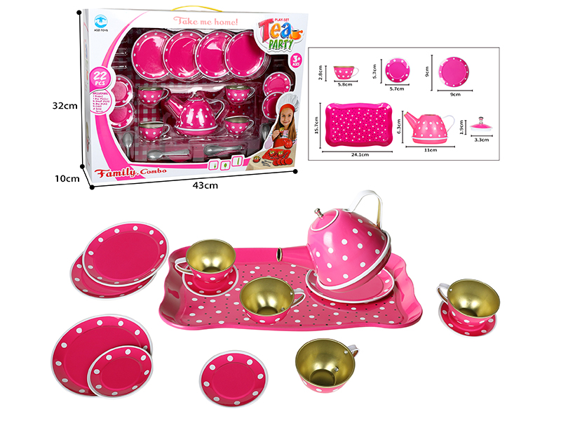 Pink Polka Dot Tea Set 22pcs
