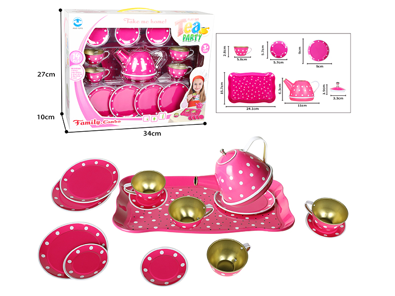 Pink Polka Dot Tea Set 15pcs