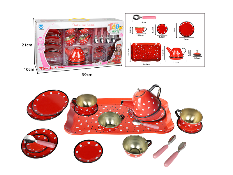 Red Dot Printed Tea Set 19pcs