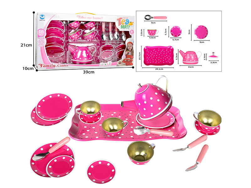 Pink Polka Dot Tea Set 19pcs