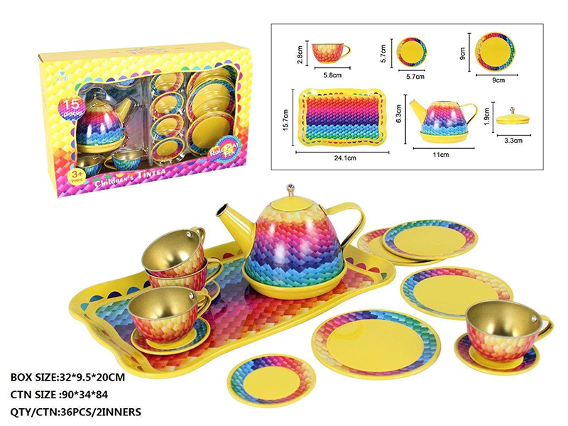Colorful Printed Tea Set 15pcs