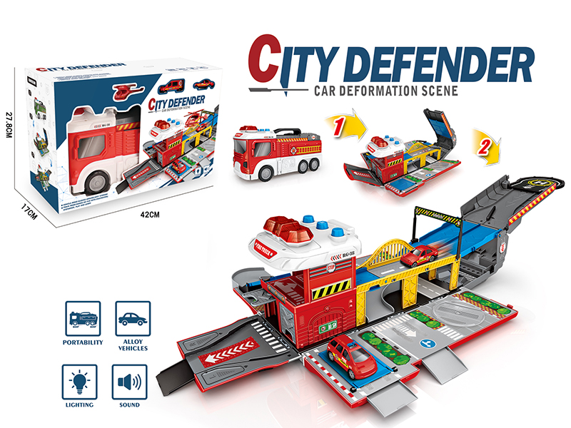 Fire Control Deformation Track Storage Car With Alloy Car,Lights,music