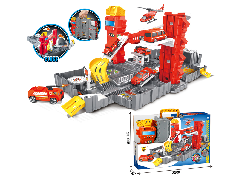 Portable Storage Fire Parking Toy Set