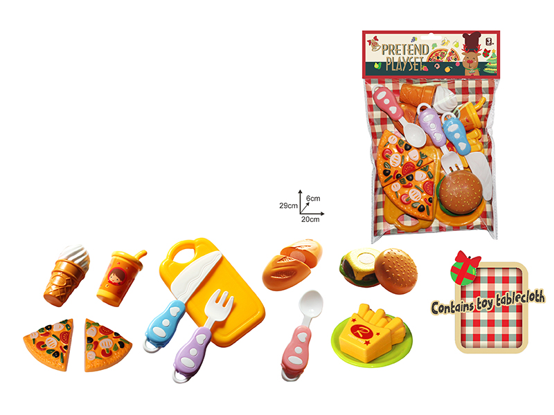 Western Food Cutting Toys(Contains Toy Tablecloth)