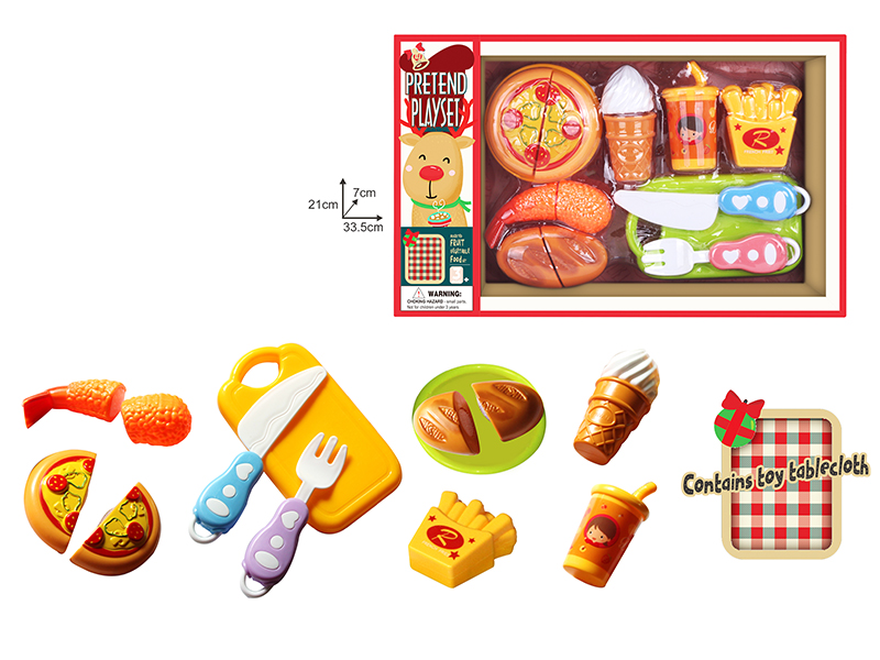 Western Food Cutting Toys(Contains Toy Tablecloth)