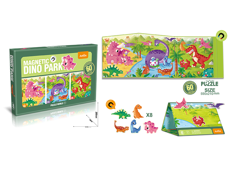 60Pcs Dinosaur Park Magnetic Attraction Puzzle Puzzle