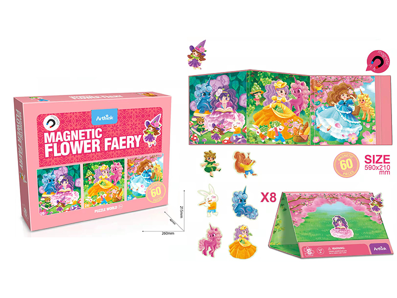 60Pcs Flower Fairy Magnet Puzzle