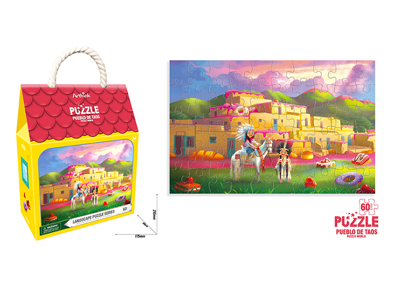 60Pcs Taos Indian Village Puzzle