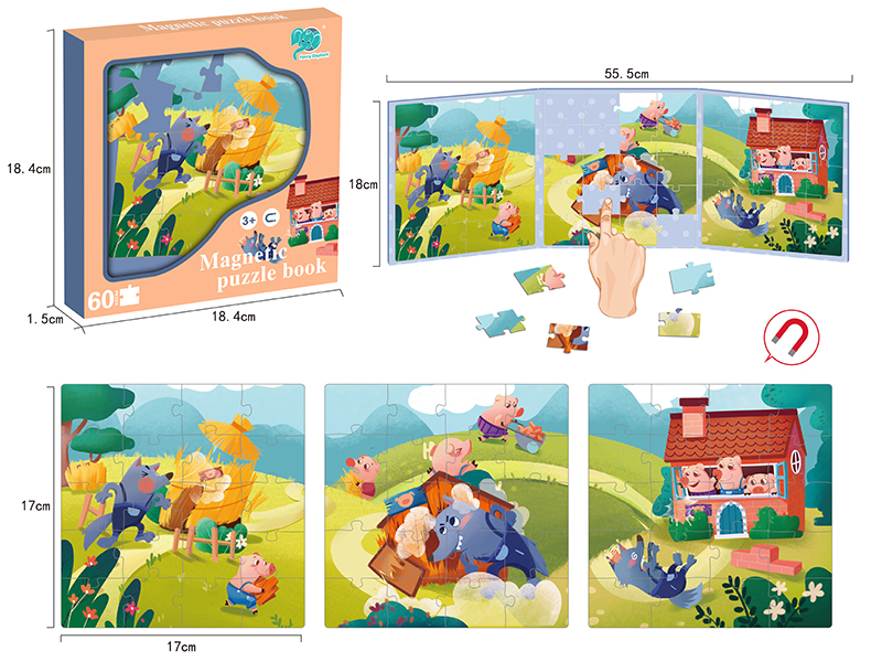 Three Little Pigs Magnetic Puzzle Book 60pcs