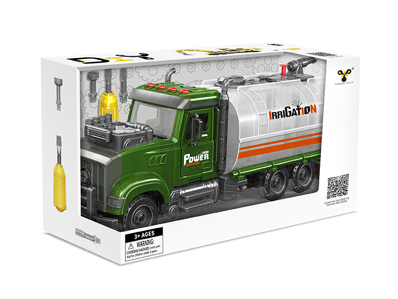 DIY Assembly Inertia Farm Irrigation Truck(Light,Music,Spray,Compatible With Small Particle Blocks)