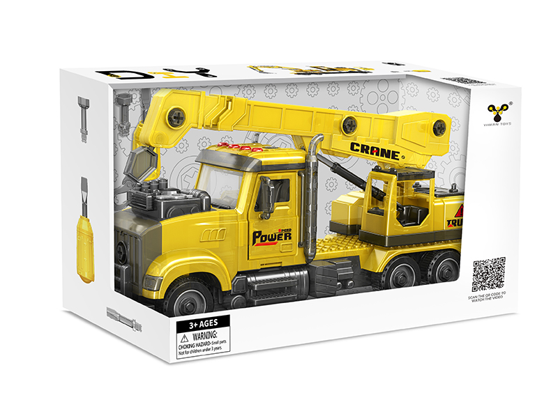 DIY Assembly Friction Engineering Crane(Light,Music,Spray,Compatible With Small Particle Blocks)