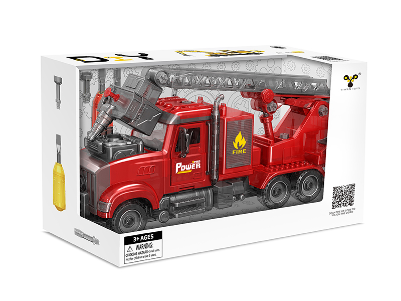 DIY Assembly Friction Fire Engine(Light,Music,Spray,Compatible With Small Particle Blocks)