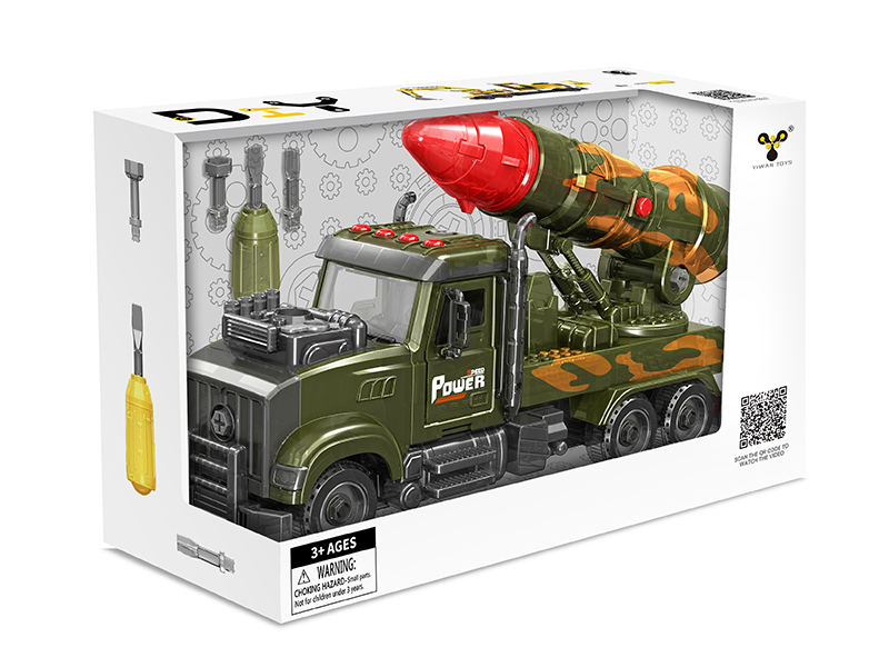 DIY Assembly Inertia Missile Truck(Light,Music,Spray,Compatible With Small Particle Blocks)