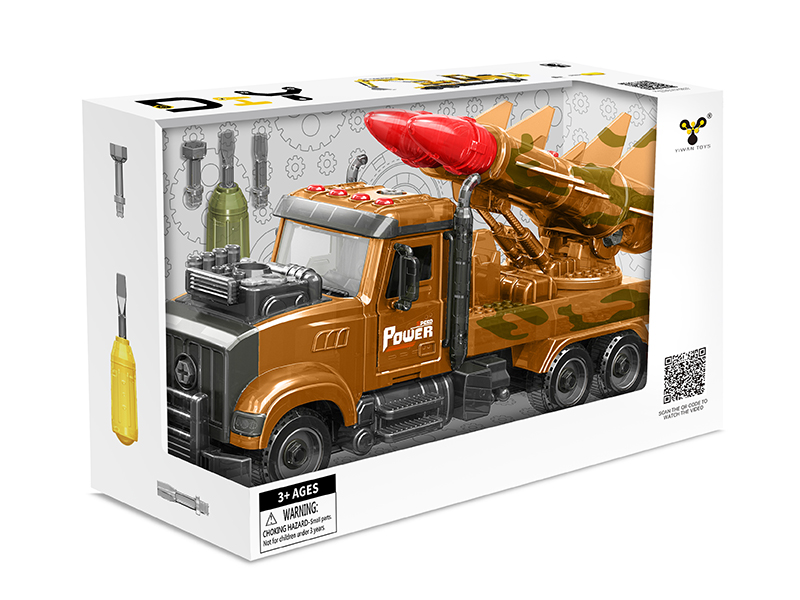 DIY Assembly Inertia Missile Truck(Light,Music,Spray,Compatible With Small Particle Blocks)