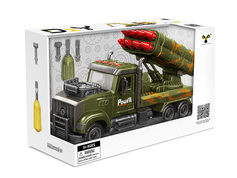 DIY Assembly Inertia Missile Truck(Light,Music,Spray,Compatible With Small Particle Blocks)
