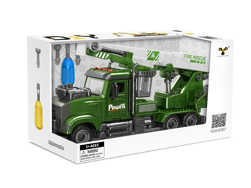 DIY Assembly Inertia High Altitude Rescue Car(Light,Music,Spray,Compatible With Small Particle Blocks)