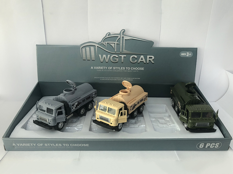 Open Doors Pull Back Military Oil Tank Truck 6pcs