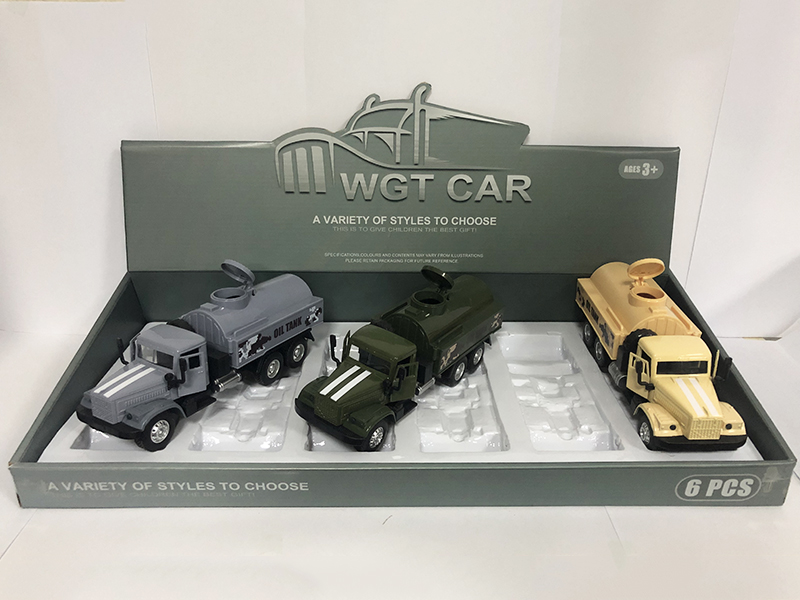 Open Doors Pull Back Military Oil Tank Truck 6pcs