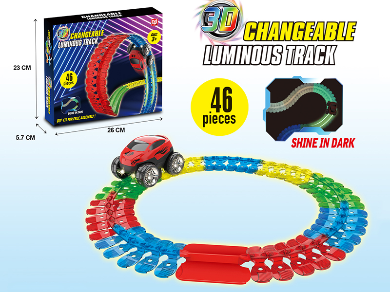 Electric Luminous 3D Rail Car With Light 46PCS