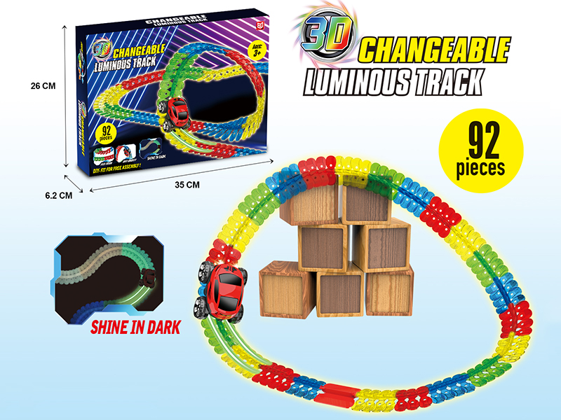 Electric Luminous 3D Rail Car With Light 92PCS