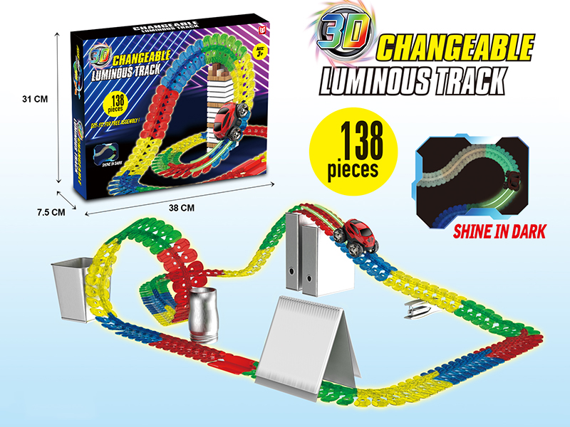 Electric Luminous 3D Rail Car With Light 138PCS