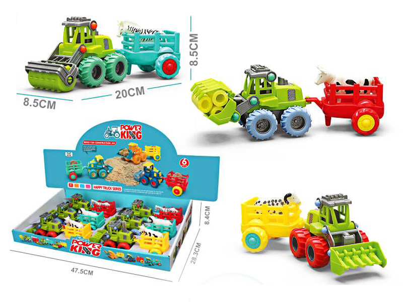 6PCS  Friction Farmer'S Cart With Bucket