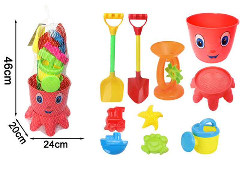 Large Octopus Sand Bucket Hourglass Set